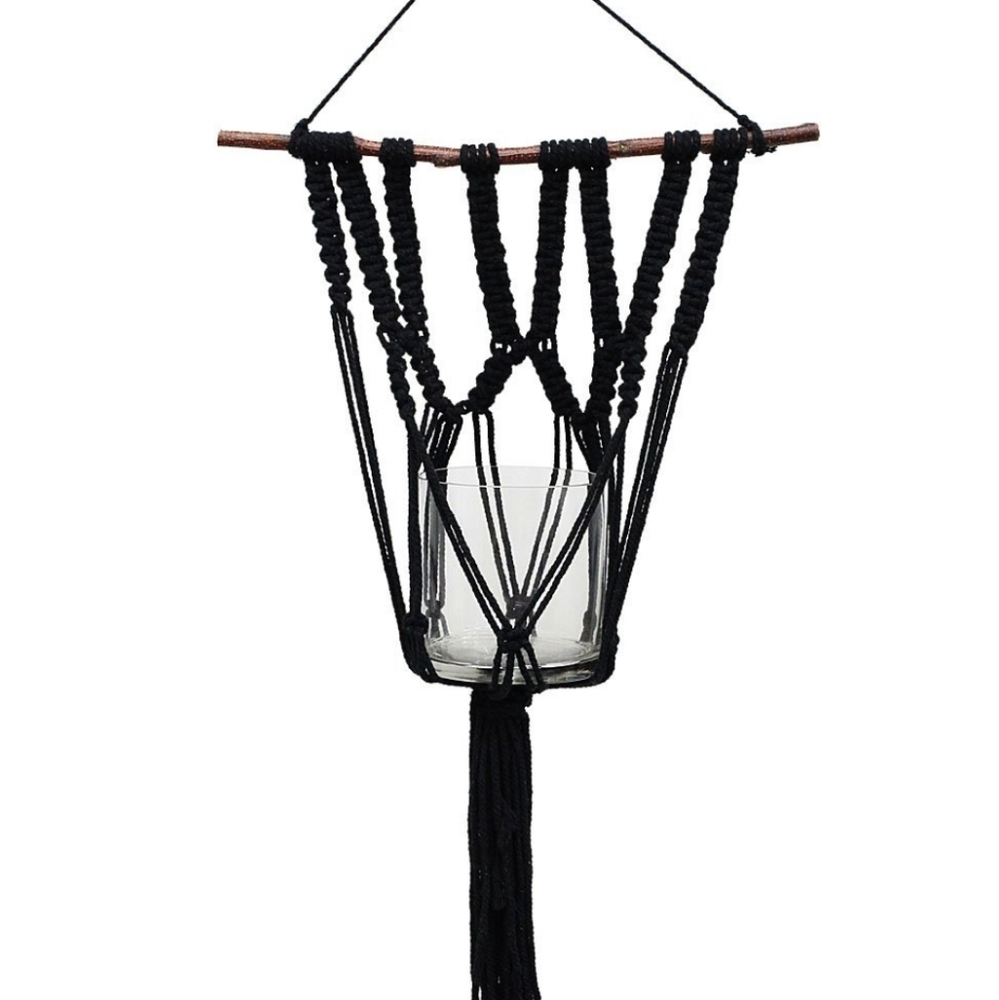 Black macrame Plant holder